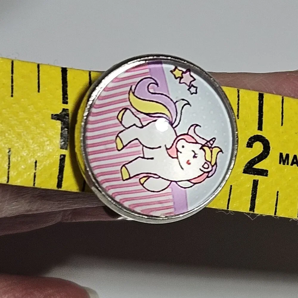 Silver Tone Carbochon Pastel Pink Blue Purple Unicorn Adjustable Ring